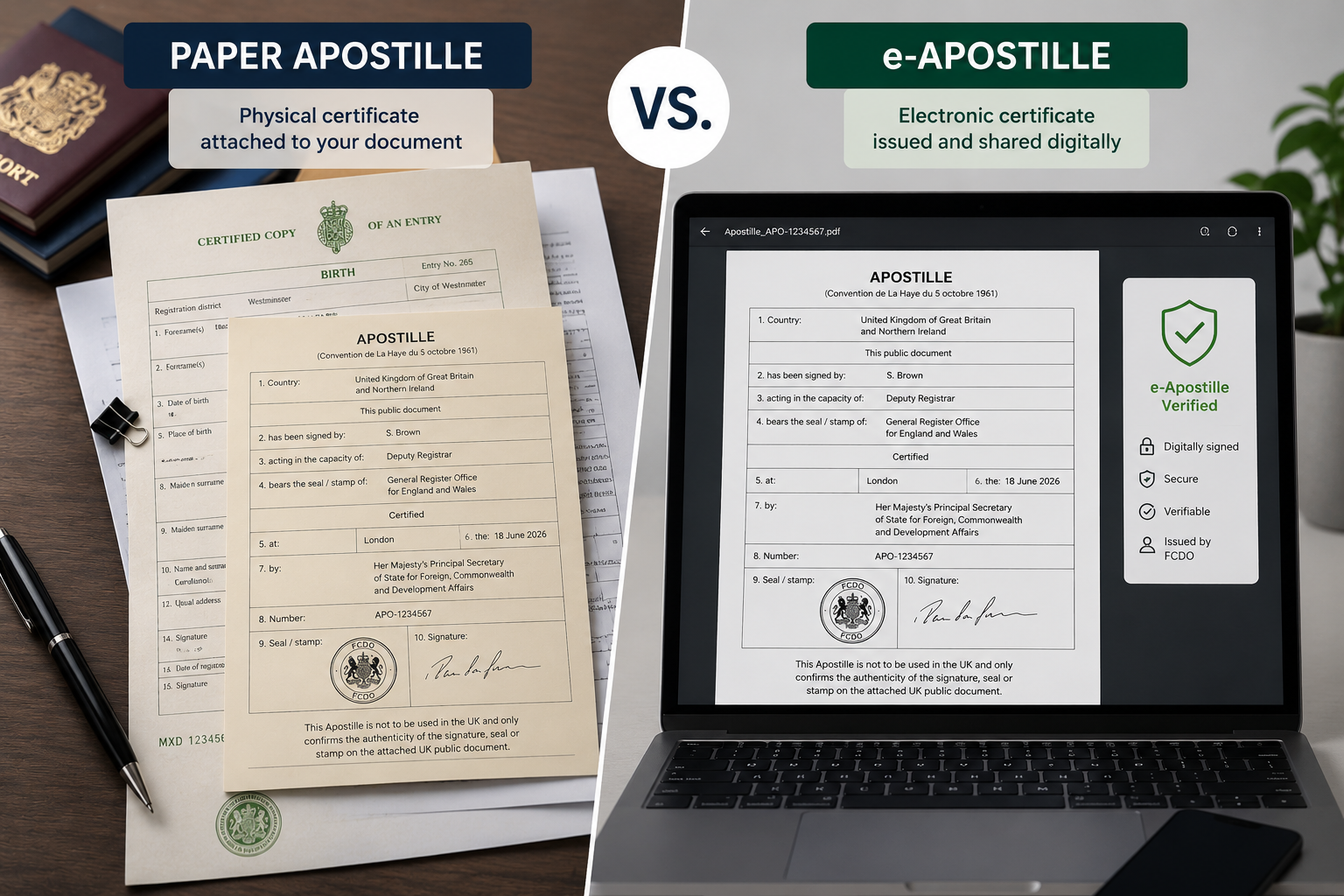 Paper apostille and electronic apostille options for UK documents