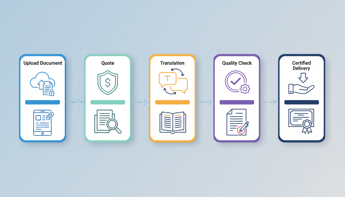 Certified translation workflow from document upload to certified delivery